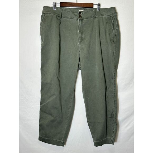 A New Day Womens Plus Size Olive Green Chino's Flat Front Slash Pockets Size 18W - Picture 1 of 4